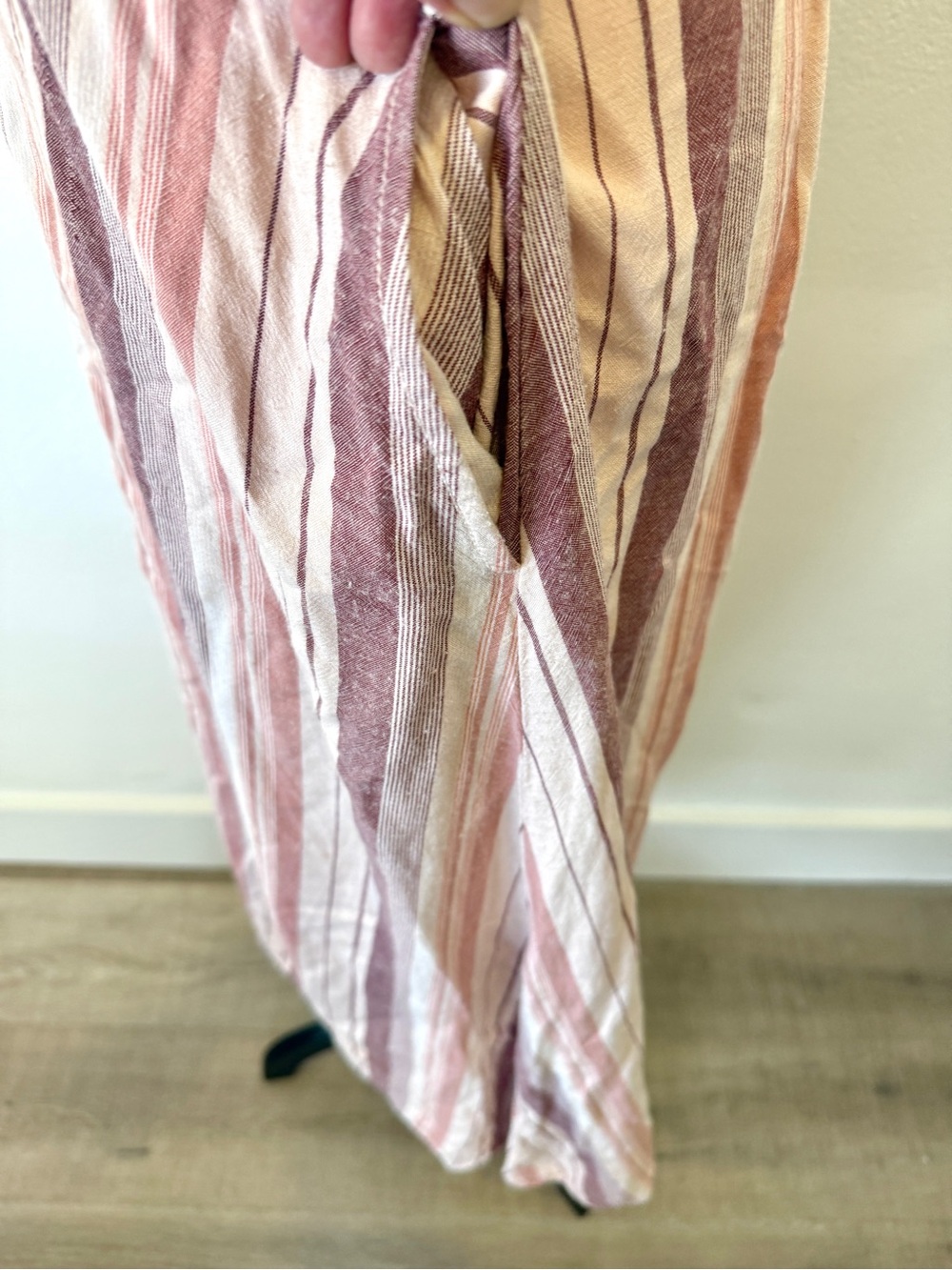 ANA Striped Midi Dress Small Pink Purple Button Front Tie Back Sundress A-Line - Picture 5 of 11
